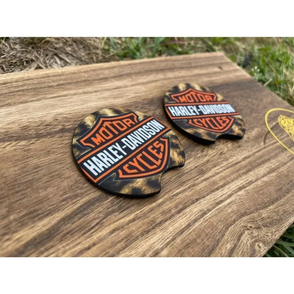 Harley Davidson Animal Print Car Coasters 2 Pack - Picture 2 of 9